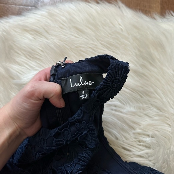 LULU’S Love Poem Navy Blue Lace Mini Dress - Picture 5 of 5